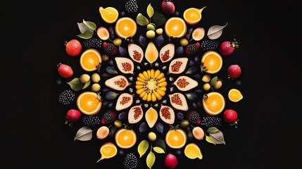 Vibrant Fruit Mandala: A Symphony of Colors and Flavors