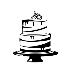 Elegant Two-Tiered Black and White Cake: A Modern Dessert Masterpiece