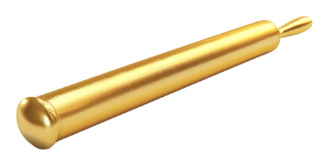 Golden rolling pin on a transparent background. isolated background.