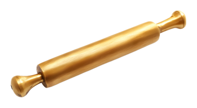 Golden rolling pin on a transparent background. isolated background.
