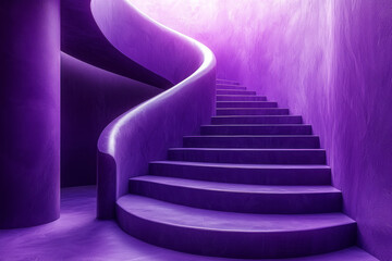 Obraz premium Curvaceous Violet Stairs An Unconventional Journey Through Abstract Architectural Wonders in Shades of Purple