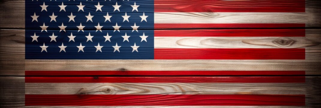 Thank You Patriotic - Celebrating America's Independence with a Grateful Message and Flag on Wooden Background (16:9, 3D Illustration)