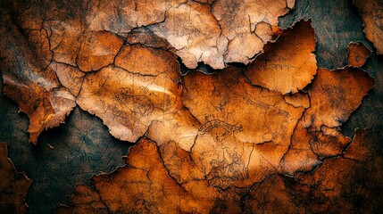 Fototapeta premium Ancient Cracked Paper Texture: Vintage Brown Grunge Background - Perfect for Design and Art Projects