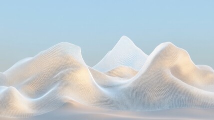 Simple wave in a triangle mesh wireframe, creating an abstract geometric design with sharp lines and smooth curves, conveying motion and depth, ideal for futuristic digital concepts.