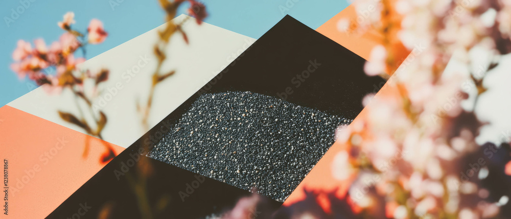 Aufkleber minimalist collage of colored sands and floral elements creating a striking visual composition