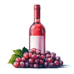 Obraz premium Elegant red wine bottle with fresh grapes.