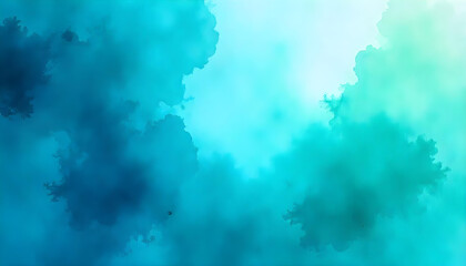An abstract watercolor design showcasing a rich palette of dark blue, green, teal, jade, cyan, and aqua. The colors should flow into each other with a gradient effect,