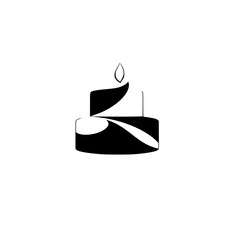 Elegant Candle Cake Design: Minimalist Black and White Celebration Symbol