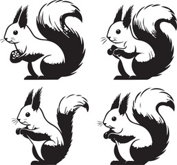 Squirrel vector in black and white