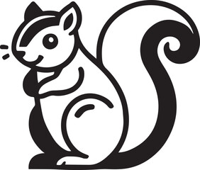 Squirrel vector in black and white