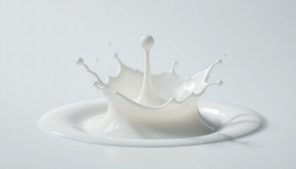Milk splash creates beautiful patterns on white surface at a close range