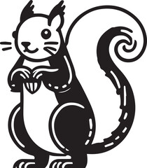 Squirrel vector in black and white