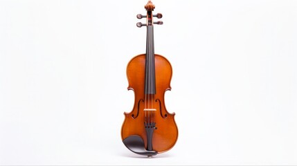Fototapeta premium Vintage Violin on White: Classical Musical Instrument Isolated on White Background in Artistic Wood Finish