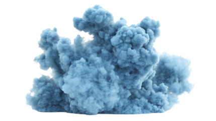 Blue smoke cloud exploding with transparent background