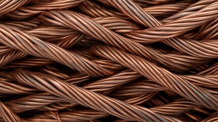 Upcycling environmental concept recycling technology. A close-up view of intertwined copper wires showcasing their intricate texture and metallic sheen.