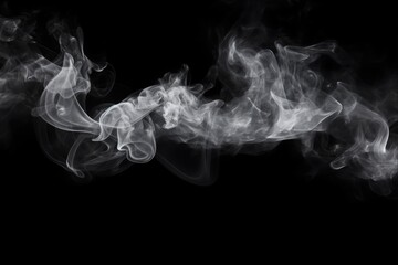 White Fluffy Smoke Cloud Frame on Isolated Black Background for Abstract Design with Copy Space