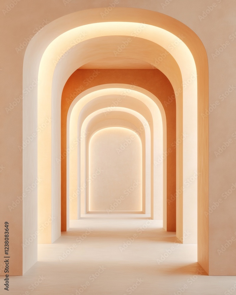 Poster minimalist architectural corridor with soft lighting contemporary design in modern business spaces -