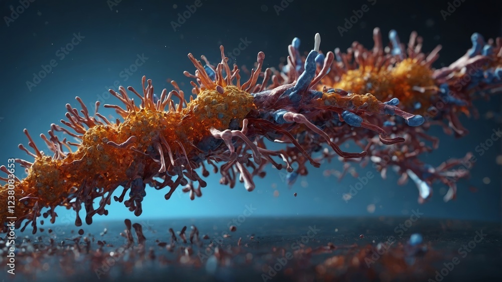 Poster detailed visualization of a cellular structure showcasing intricate features and vibrant colors in a