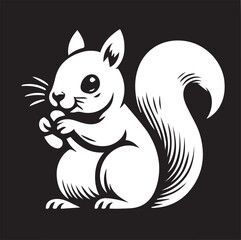 Squirrel vector in black and white