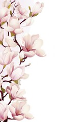 Obraz premium White Magnolia Border for Holidays and Decorations with Colorful Flowers and Leaves on a Background