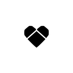 Geometric Heart: Minimalist Black and White Icon, Abstract Shape, Love Symbol, Graphic Design Element