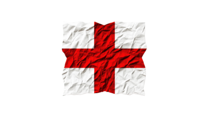 Crumpled english flag waving on transparent background