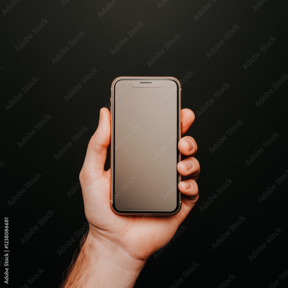 Poster minimalist smartphone display sleek metal frame and glass screen for cutting-edge social media strat