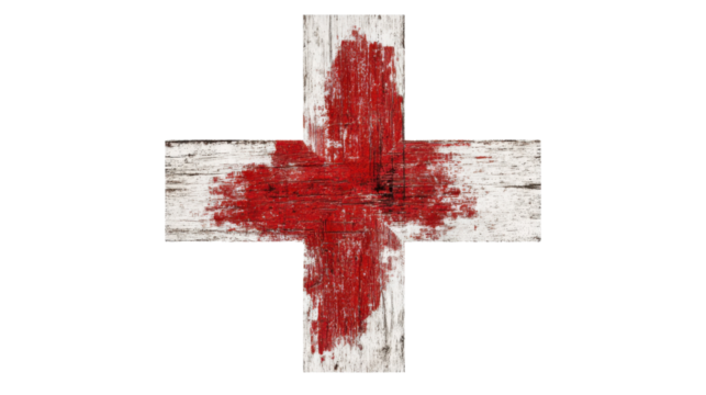 English flag painted on rustic wooden planks with transparent background