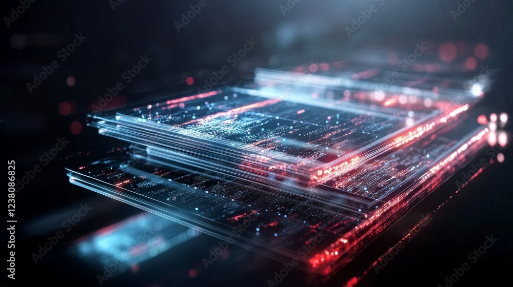 Poster dynamic visualization of artificial intelligence data processing in 4k resolution