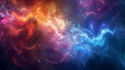 Naklejka premium Spectacular cosmic nebula swirling with vibrant interstellar dust and glittering stars in the vast universe