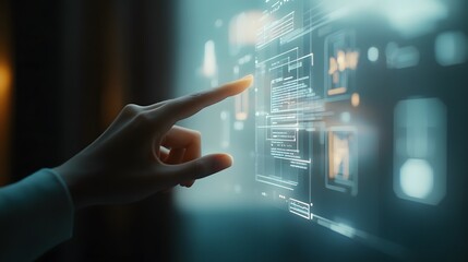 Hand Interacting With Futuristic Digital Interface