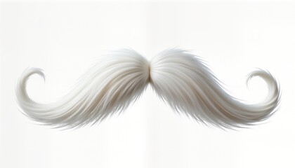 Stylish white mustache isolated on white background. Classic design. Perfect for retro vintage design projects. Great for barber shops grooming ads. Fashionable, trendy image. Suitable for men