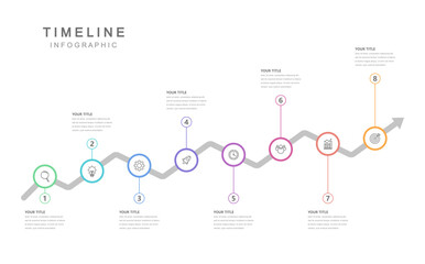Business road map timeline infographic concept. with icons and 8 steps. Corporate milestones graphic elements. marketing data. Modern vector history timeline design presentation