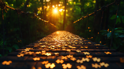 A bridge constructed of puzzle pieces, symbolizing unity in diversity, Realistic Photo Professional photography, Warm, soft directional lighting with diffused shadows,