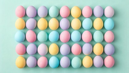 Obraz premium Colorful pastel Easter eggs arranged in a grid pattern
