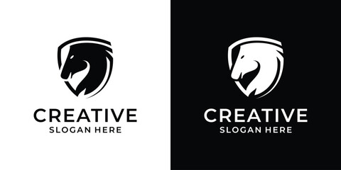 Horse Shield Security Technology Logo Design Template