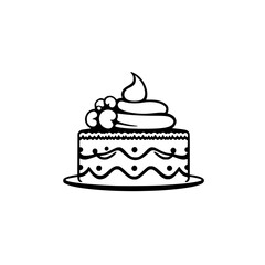 A delectable cake, adorned with whipped cream and berries, sits on a plate, ready to be enjoyed. Perfect for celebrations and satisfying your sweet tooth.