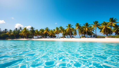 Obraz premium Peaceful Beach with Turquoise Water and Palm Trees