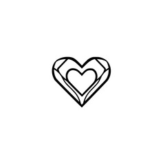 Elegant Heart Design: Minimalist Black and White Vector Graphic. Perfect for Valentines, love symbols, and romantic illustrations.