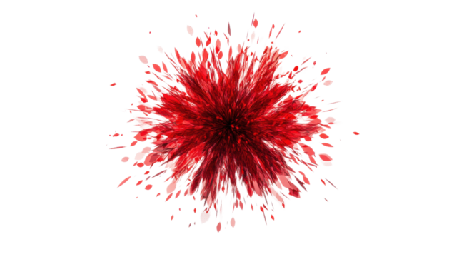 Red particles exploding creating abstract design on transparent background