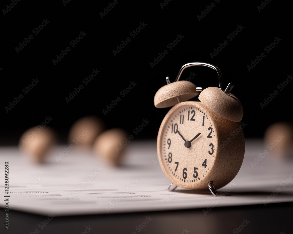 Aufkleber nordic minimalist wooden desk clock on clean paper modern time organization and productivity for pro