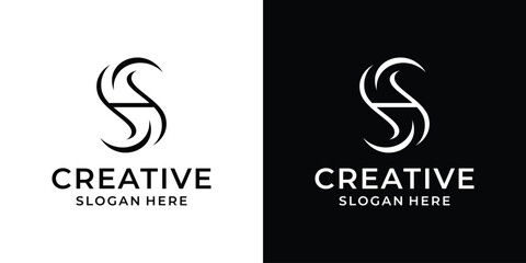 Initial Letter S H Logo Design Abstrak