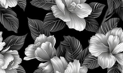 white flowers on black background for obituary notice, funeral announcement, necrology