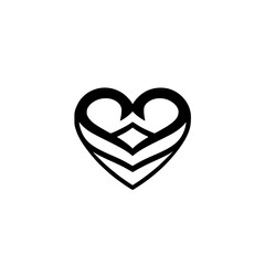 Elegant Black Heart Design: Minimalist Geometric Love Symbol, Perfect for Vector Graphic, Logo, and Decoration