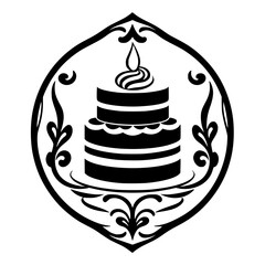 A delectable layered cake, adorned with a candle, sits on a decorative plate. Perfect for birthdays and celebrations, this image evokes feelings of joy and sweetness.