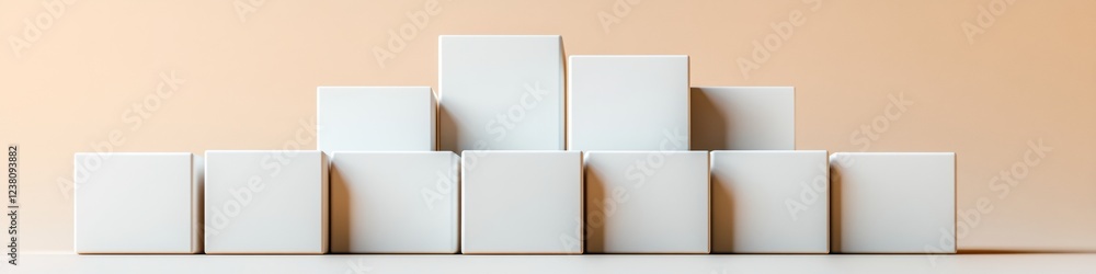 Aufkleber Minimalist 2024 Data Visualization Rising White Blocks on Neutral Gradient - Business Analytics Display and Organizational Summary for Modern Workplace Efficiency