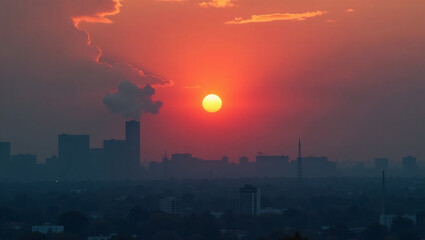 Obraz premium Sunset Behind Haze (Bangkok/Chiangmai)