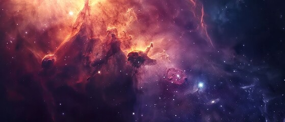 Majestic cosmic swirl of vivid nebula clouds, vibrant stardust, and starry night sky in a vast celestial realm