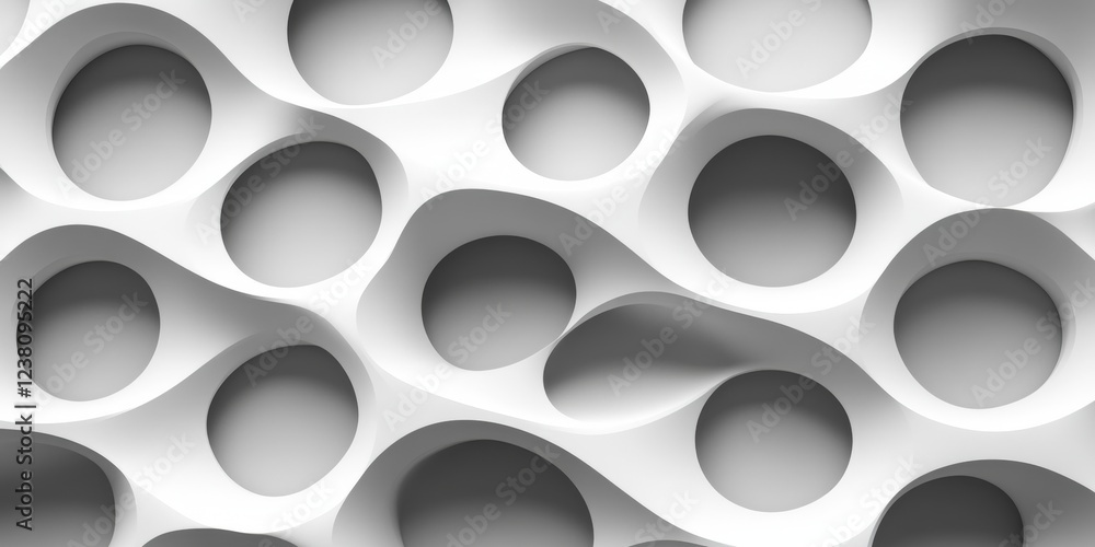 Poster seamless 3d abstract wave pattern background with creamy white monochromatic color palette