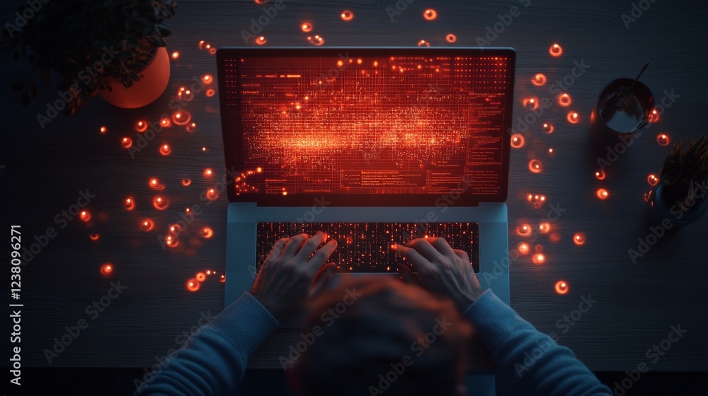 Poster Holographic Cybersecurity Interface in Indian Tech Startup Real-Time Data Visualization for Innovative Digital Collaboration and Business Security Solutions